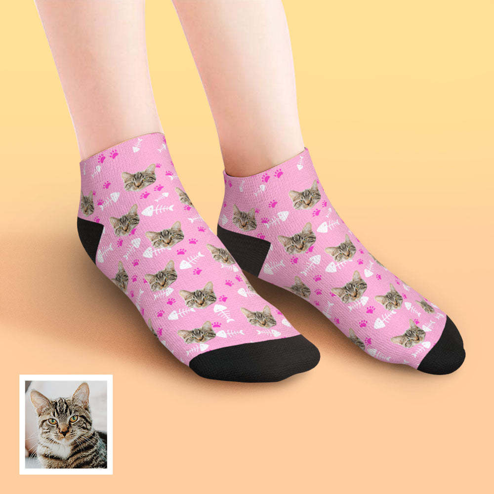 Custom Low Cut Ankle Face Socks Cat - MyFaceBoxer