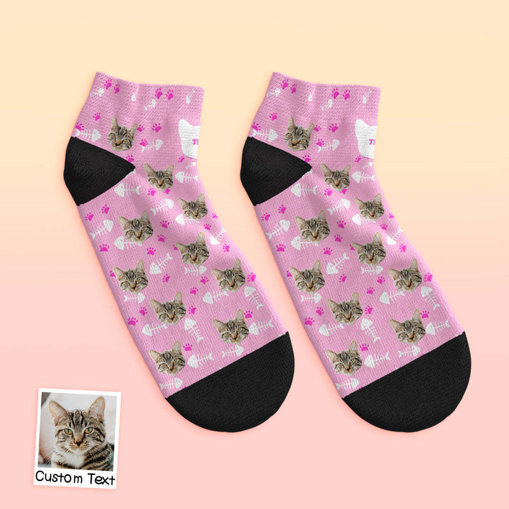 Custom Low Cut Ankle Face Socks Cat - MyFaceBoxer