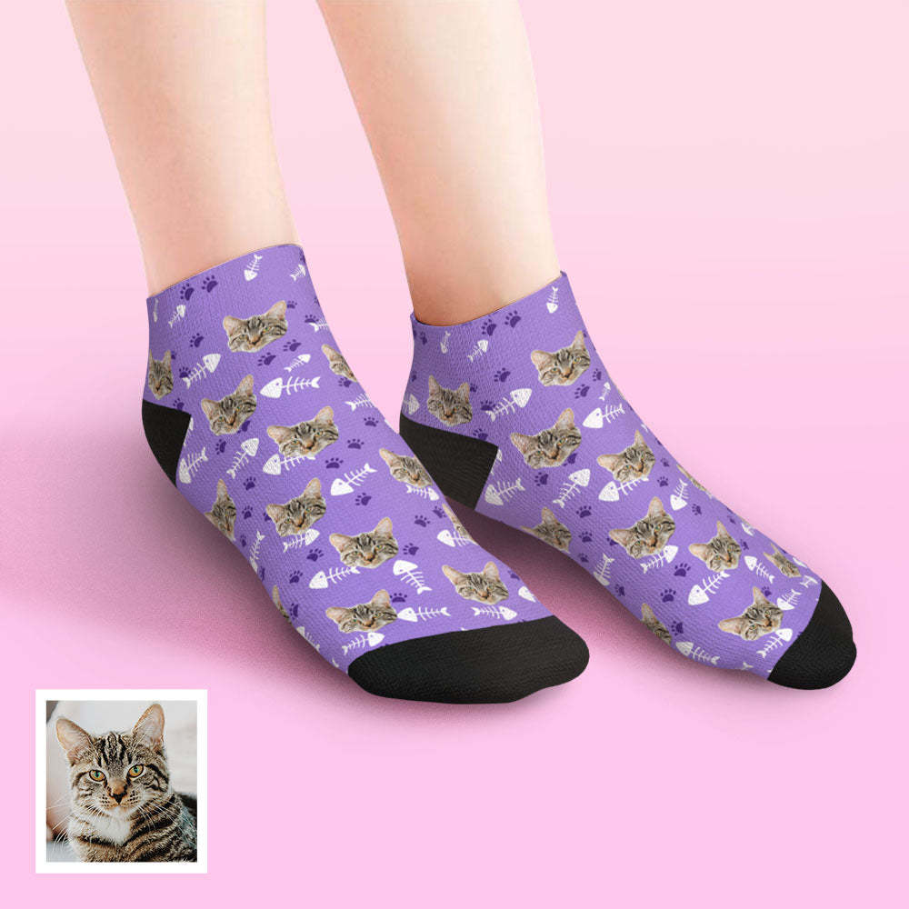 Custom Low Cut Ankle Face Socks Cat - MyFaceBoxer