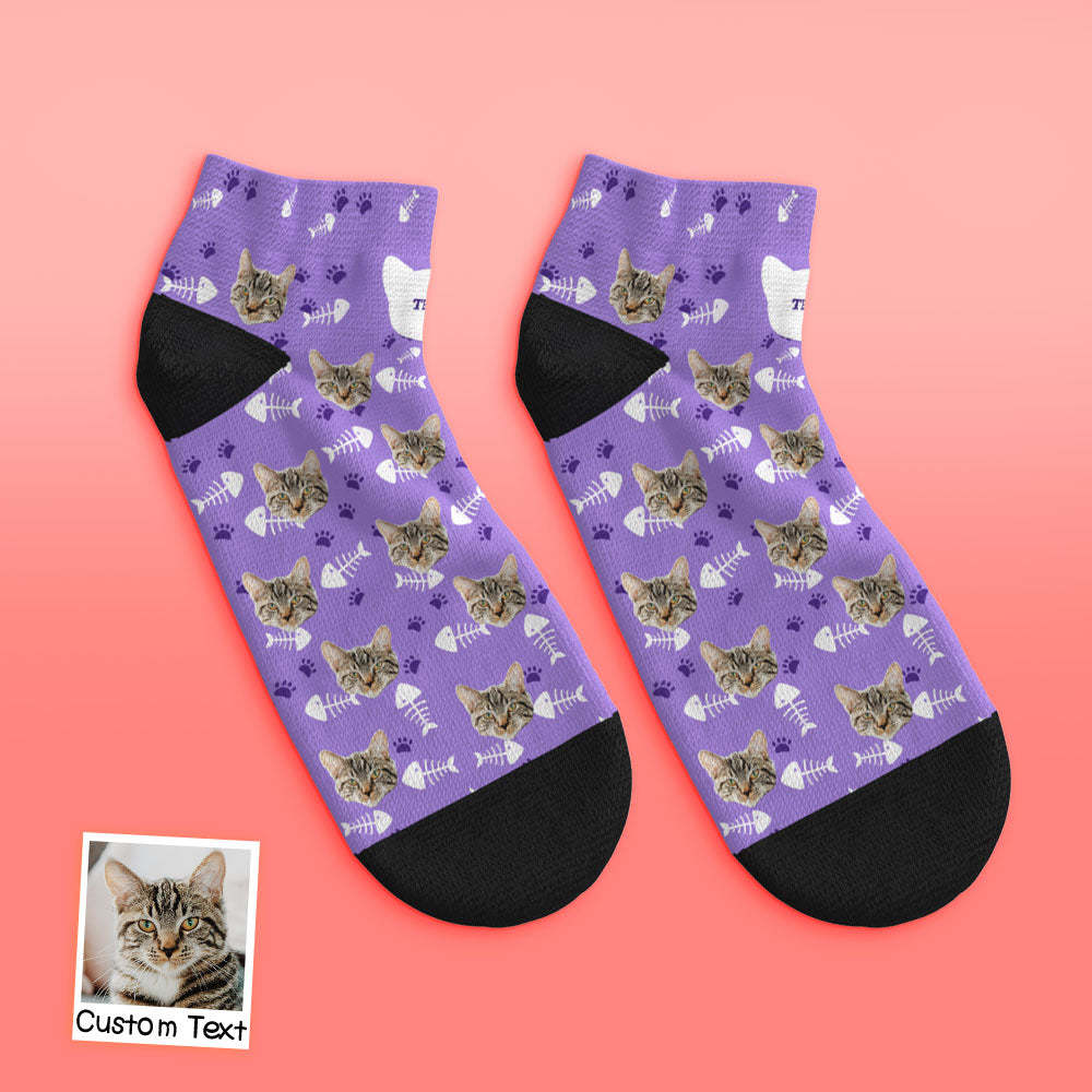 Custom Low Cut Ankle Face Socks Cat - MyFaceBoxer