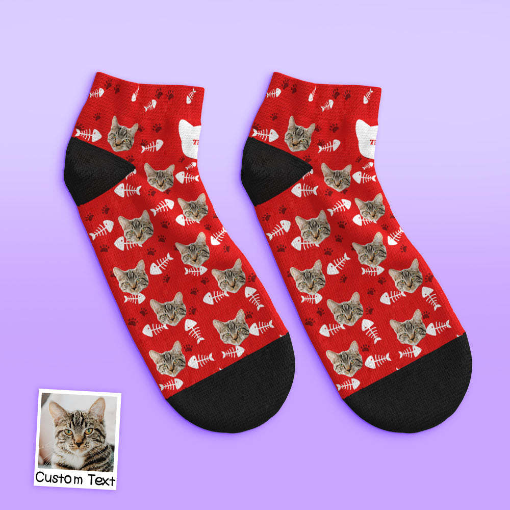 Custom Low Cut Ankle Face Socks Cat - MyFaceBoxer