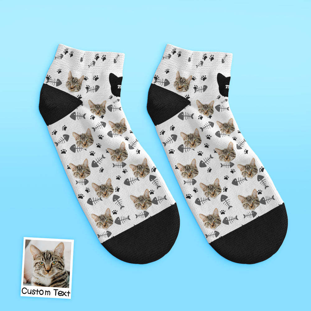 Custom Low Cut Ankle Face Socks Cat - MyFaceBoxer