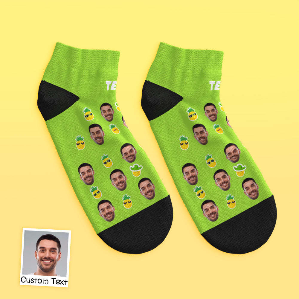 Custom Low Cut Ankle Face Socks Pineapple Funny Face - MyFaceBoxer