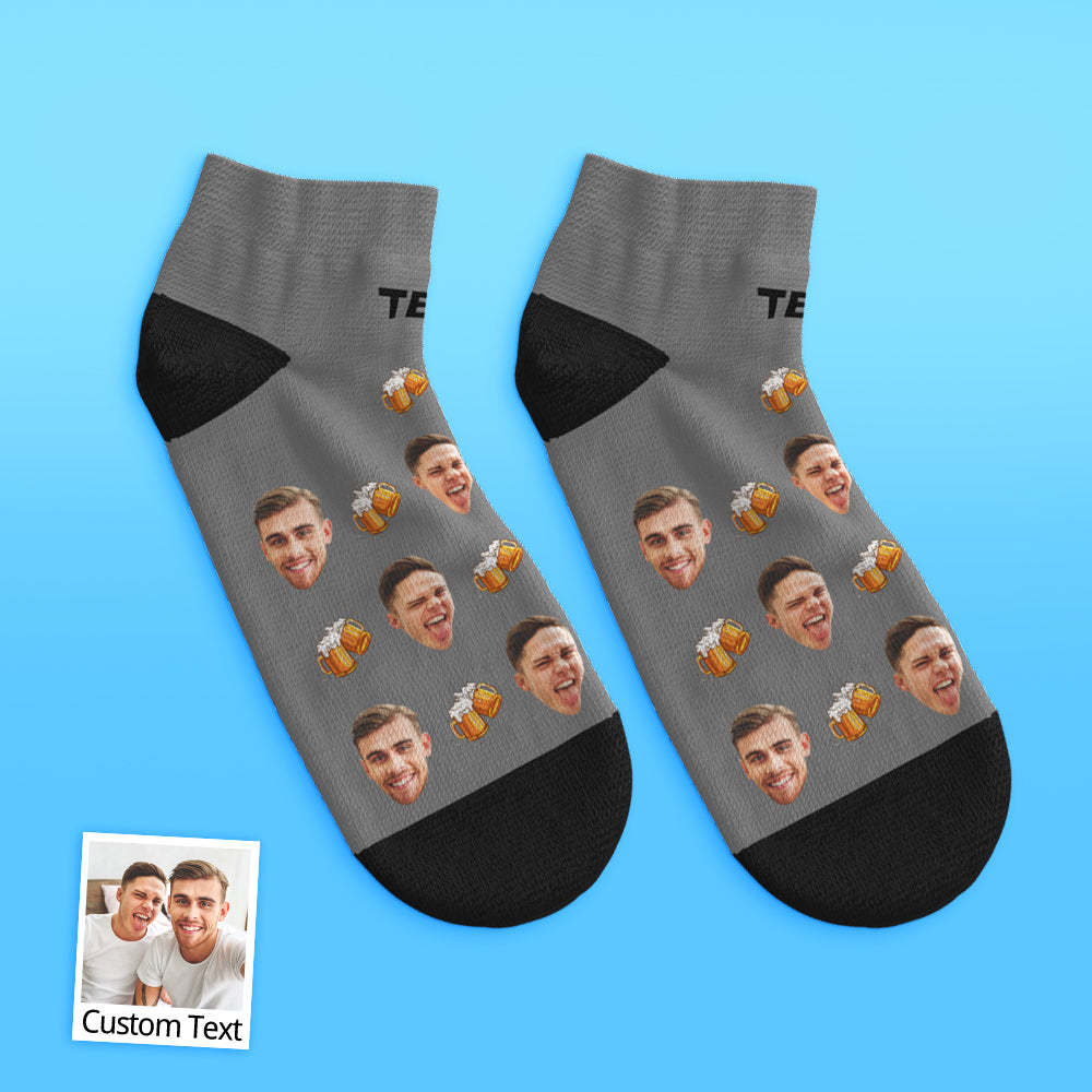 Custom Low Cut Ankle Face Socks Beer Party Socks - MyFaceBoxer