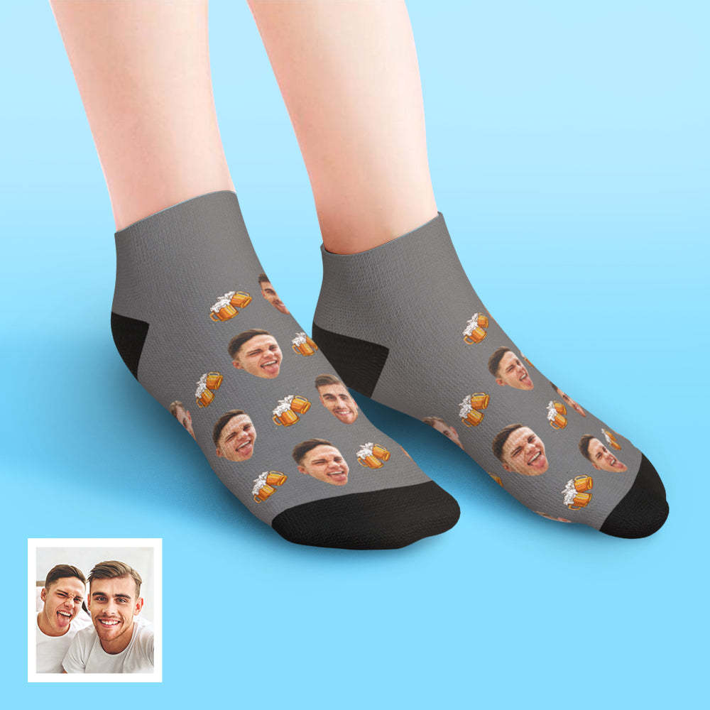 Custom Low Cut Ankle Face Socks Beer Party Socks - MyFaceBoxer