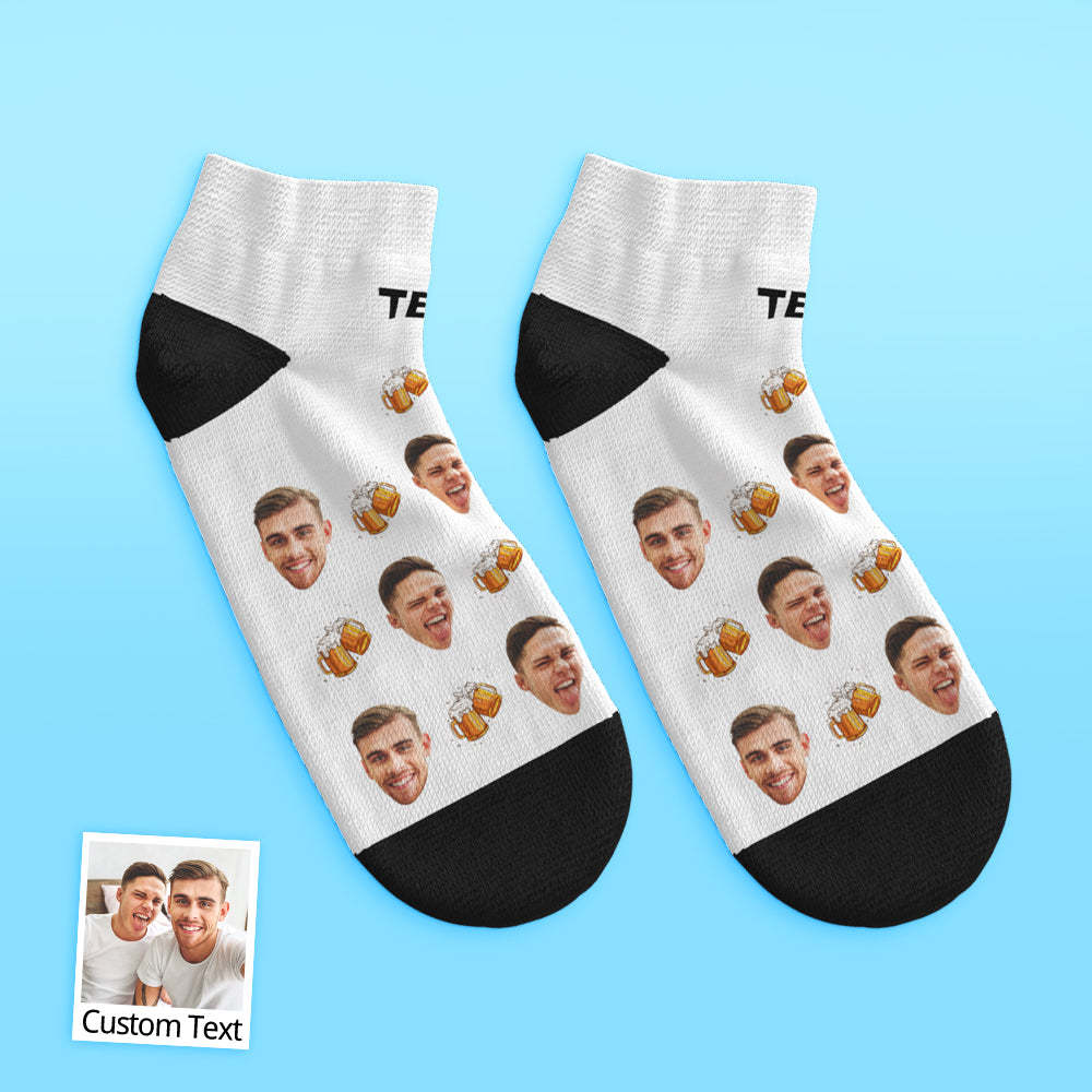 Custom Low Cut Ankle Face Socks Beer Party Socks - MyFaceBoxer