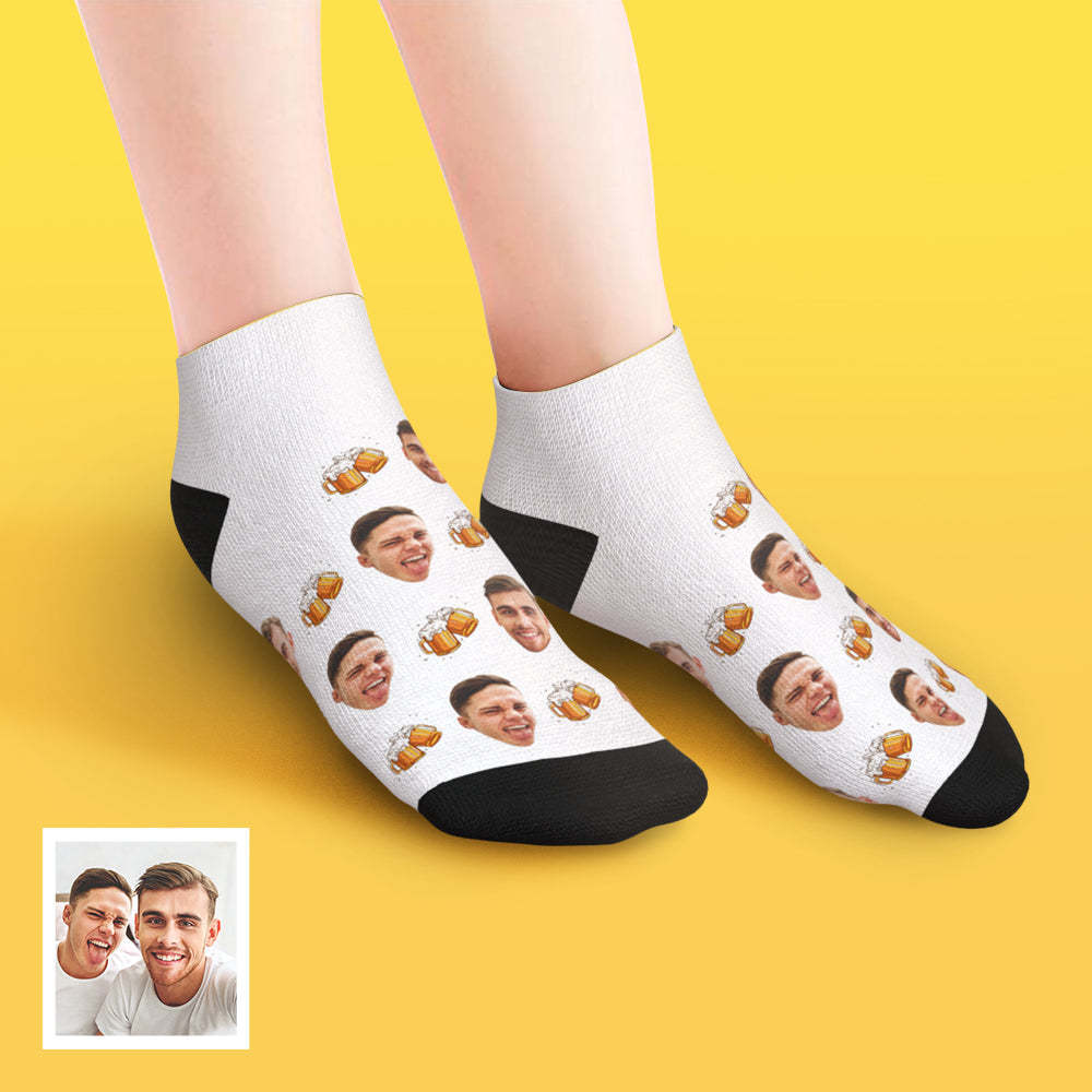 Custom Low Cut Ankle Face Socks Beer Party Socks - MyFaceBoxer