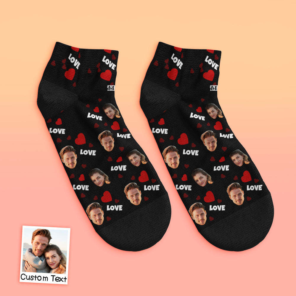 Custom Low Cut Ankle Face Socks For Family - Love - MyFaceBoxer