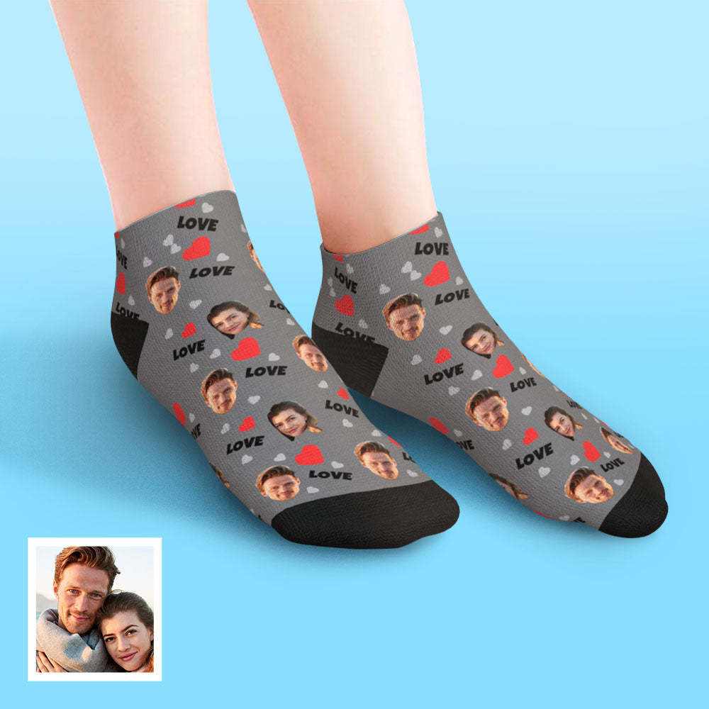 Custom Low Cut Ankle Face Socks For Family - Love - MyFaceBoxer