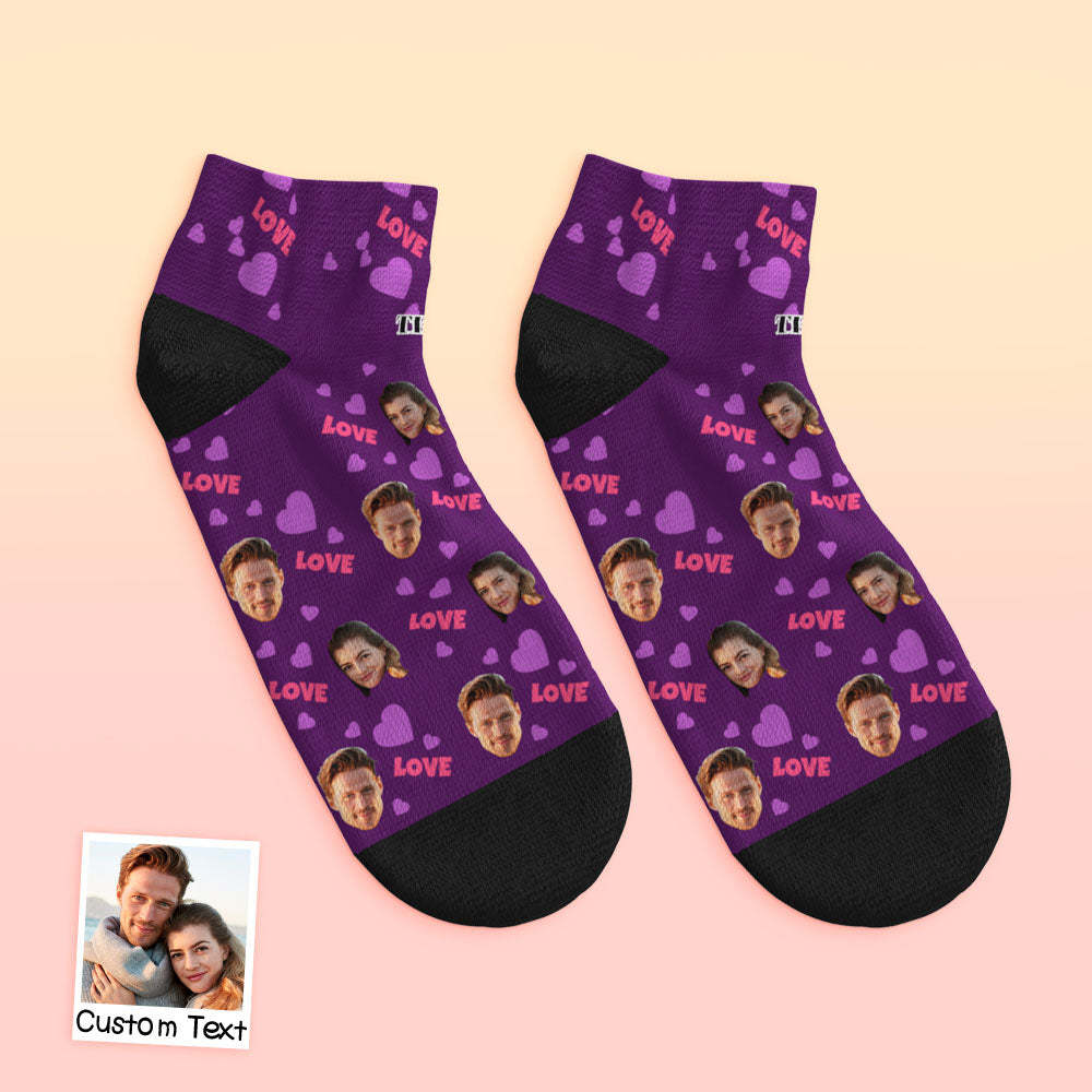 Custom Low Cut Ankle Face Socks For Family - Love - MyFaceBoxer