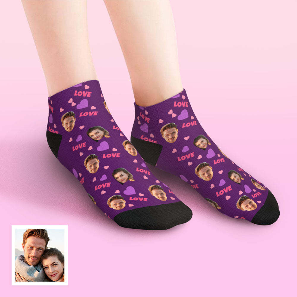Custom Low Cut Ankle Face Socks For Family - Love - MyFaceBoxer