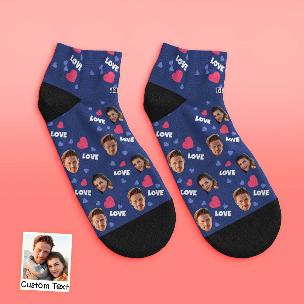 Custom Low Cut Ankle Face Socks For Family - Love - MyFaceBoxer