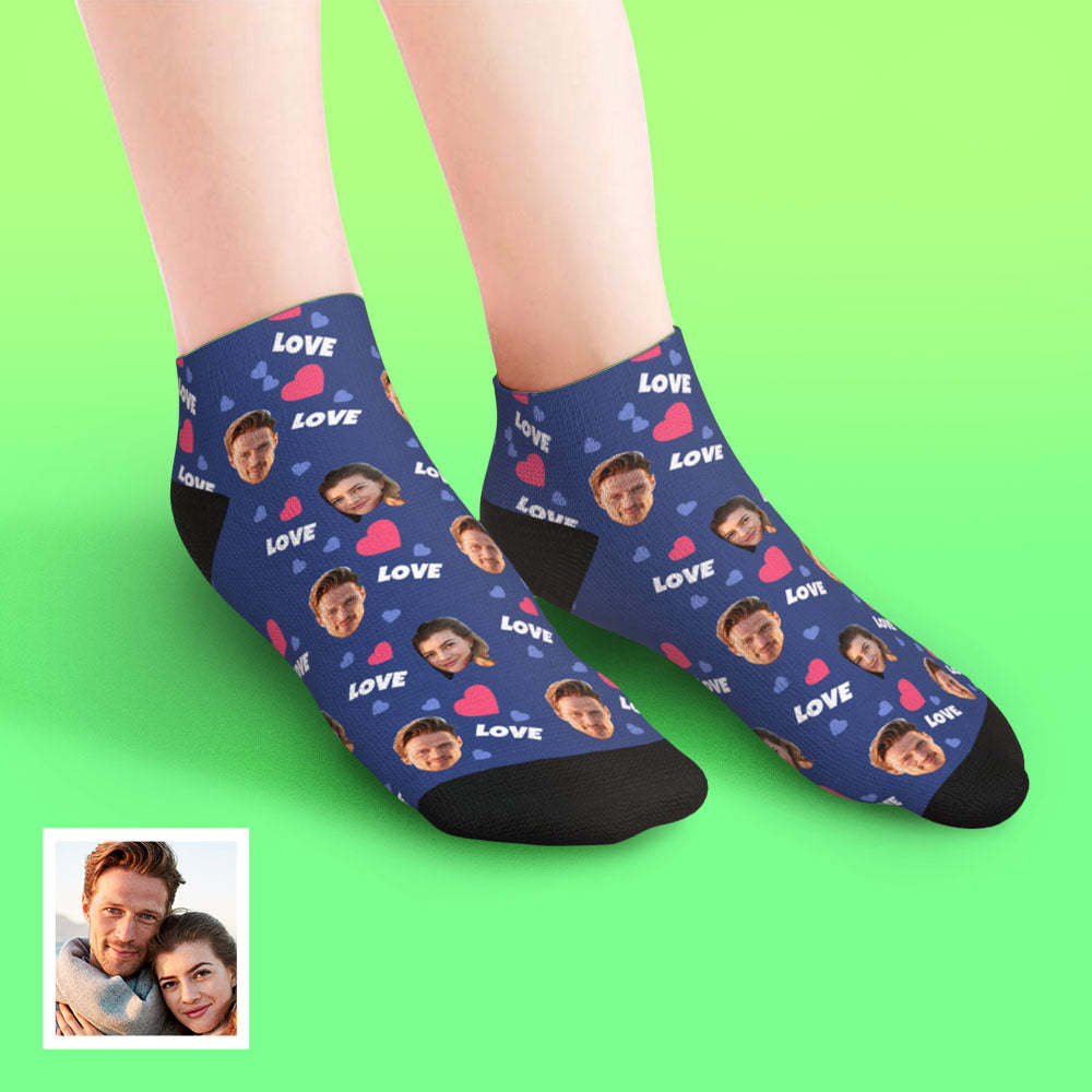 Custom Low Cut Ankle Face Socks For Family - Love - MyFaceBoxer