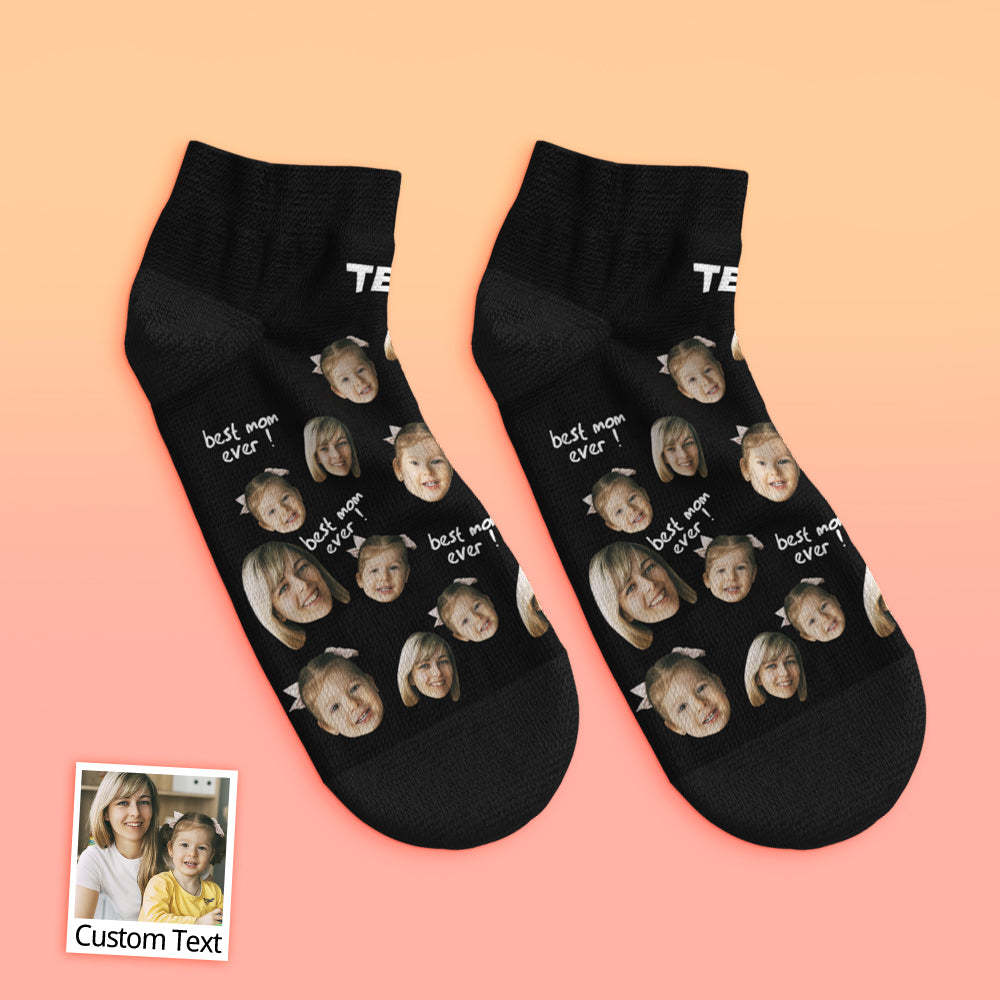 Custom Low Cut Ankle Face Socks For Mother Best Mom Ever - MyFaceBoxer