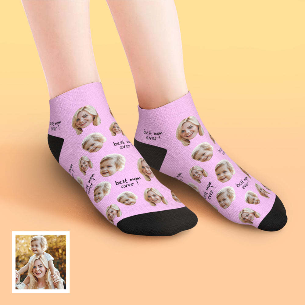 Custom Low Cut Ankle Face Socks For Mother Best Mom Ever - MyFaceBoxer