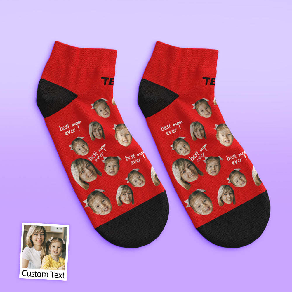 Custom Low Cut Ankle Face Socks For Mother Best Mom Ever - MyFaceBoxer