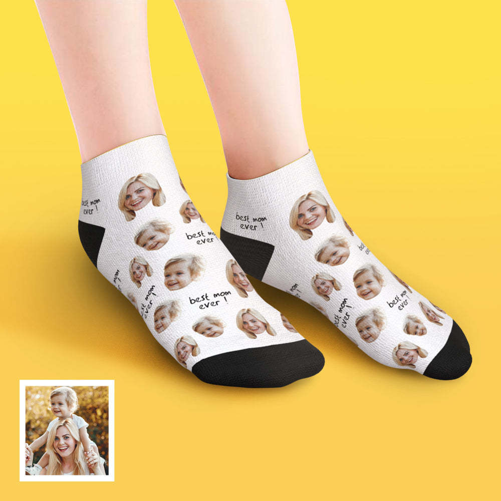 Custom Low Cut Ankle Face Socks For Mother Best Mom Ever - MyFaceBoxer