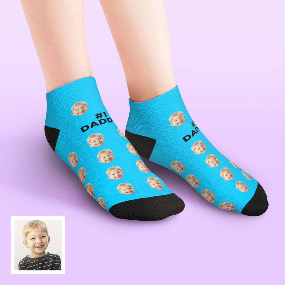 Custom Low Cut Ankle Face Socks For Dad #1 Daddy - MyFaceBoxer