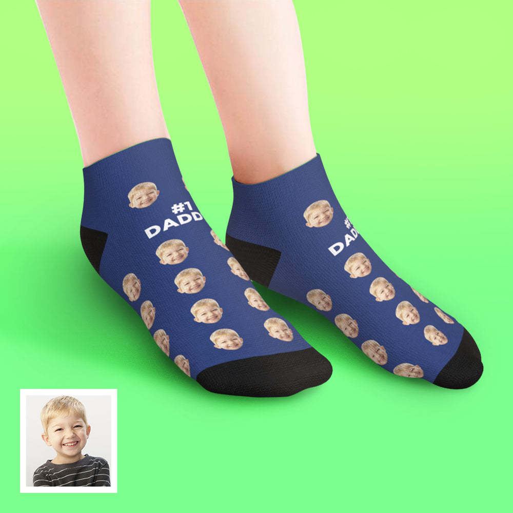 Custom Low Cut Ankle Face Socks For Dad #1 Daddy - MyFaceBoxer