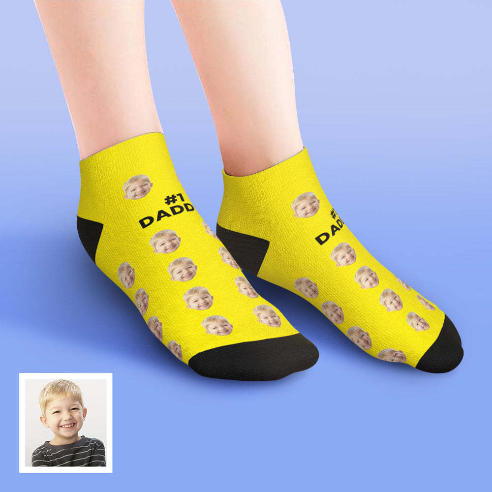 Custom Low Cut Ankle Face Socks For Dad #1 Daddy - MyFaceBoxer