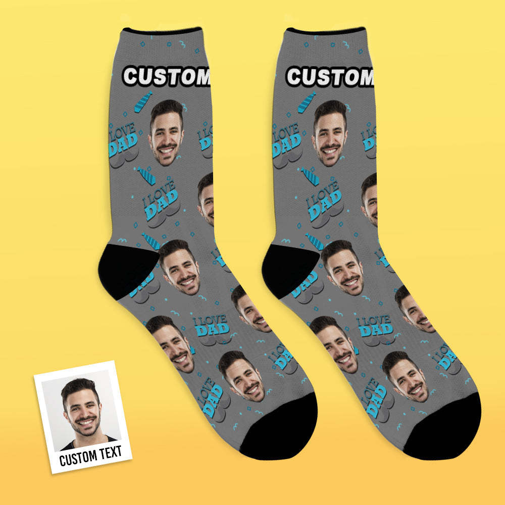 Love Dad Custom Face Crew Socks Father's Day Gift - MyFaceBoxer