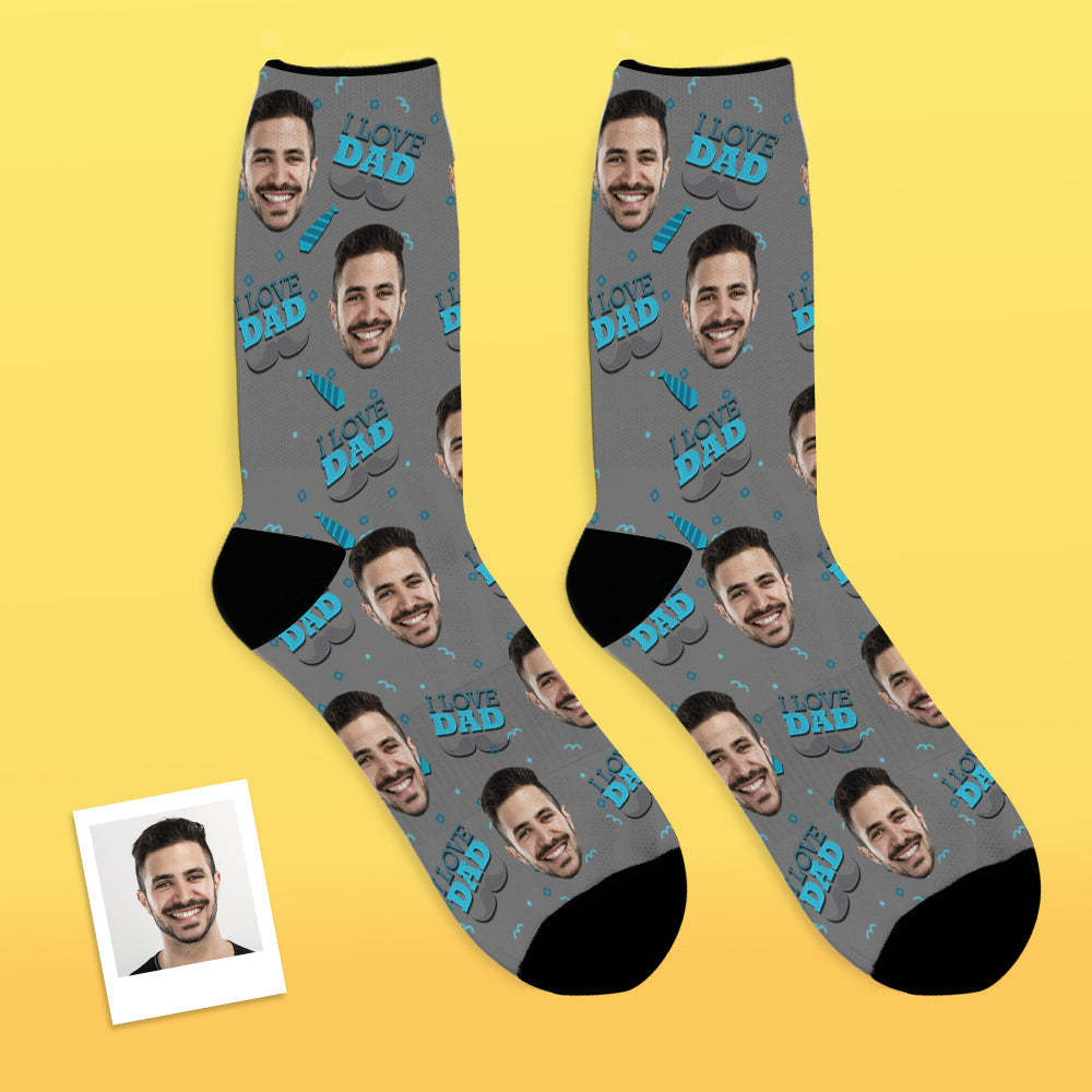 Love Dad Custom Face Crew Socks Father's Day Gift - MyFaceBoxer