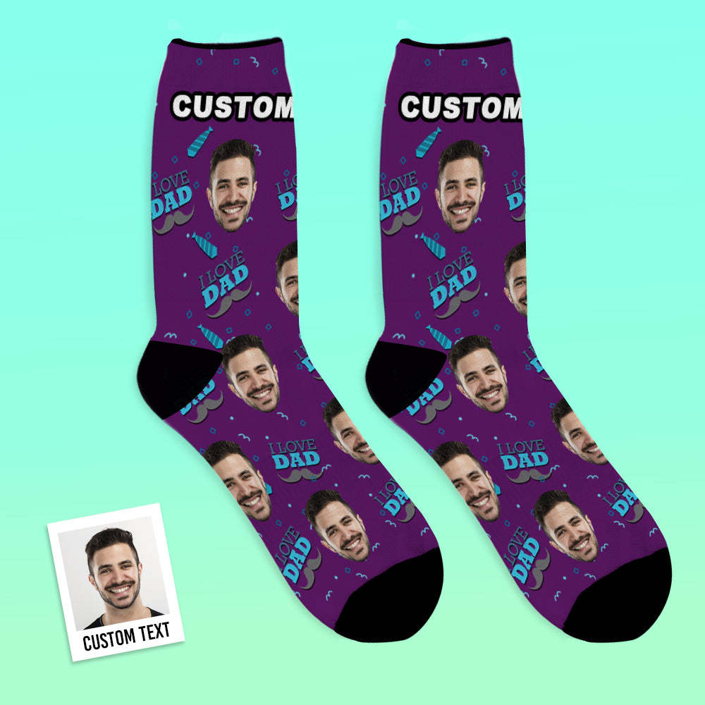 Love Dad Custom Face Crew Socks Father's Day Gift - MyFaceBoxer