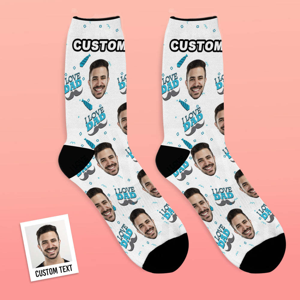 Love Dad Custom Face Crew Socks Father's Day Gift - MyFaceBoxer