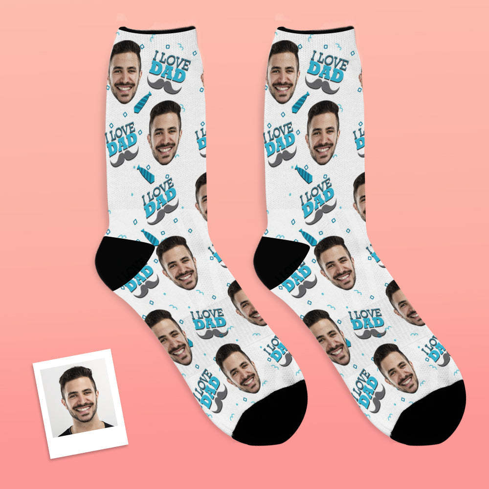 Love Dad Custom Face Crew Socks Father's Day Gift - MyFaceBoxer