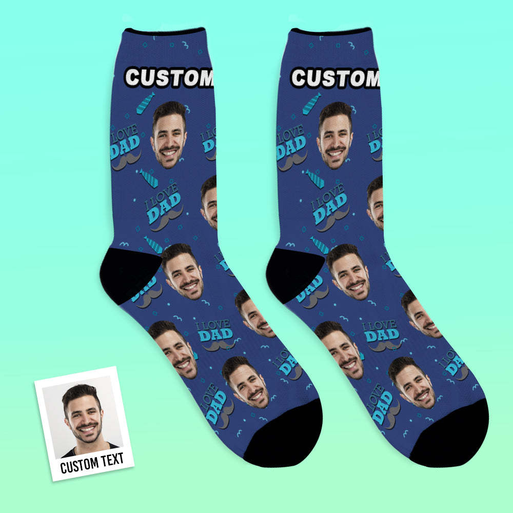 Love Dad Custom Face Crew Socks Father's Day Gift - MyFaceBoxer