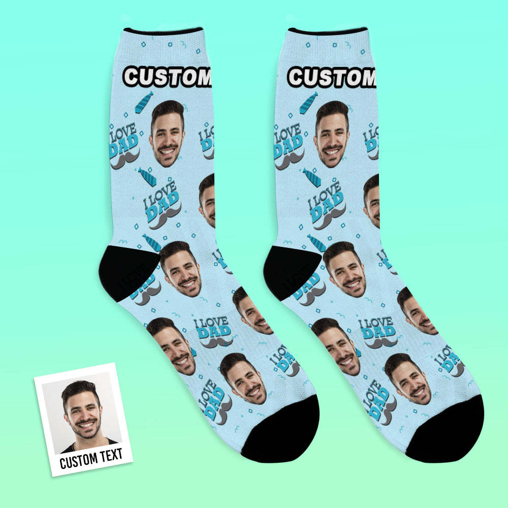 Love Dad Custom Face Crew Socks Father's Day Gift - MyFaceBoxer