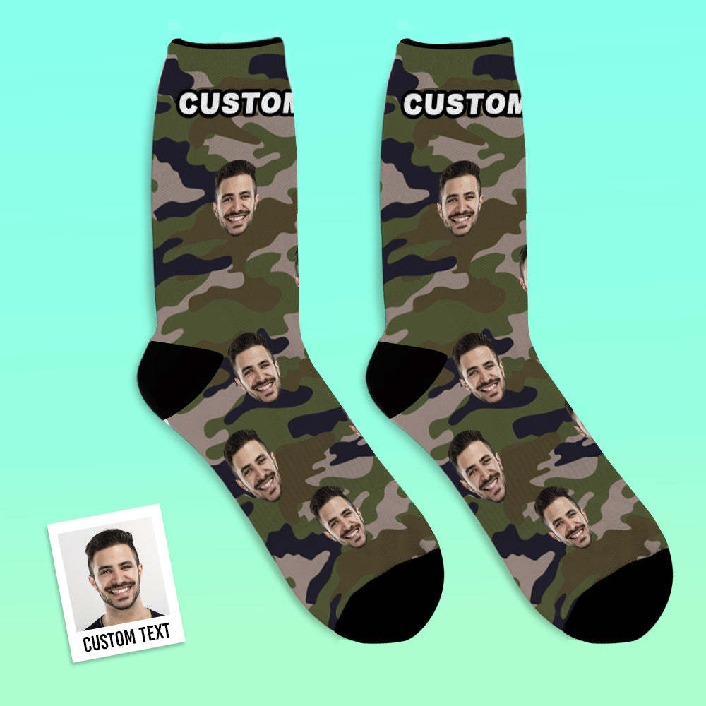 Custom Face On Camouflage Crew Socks (Green) - MyFaceBoxer