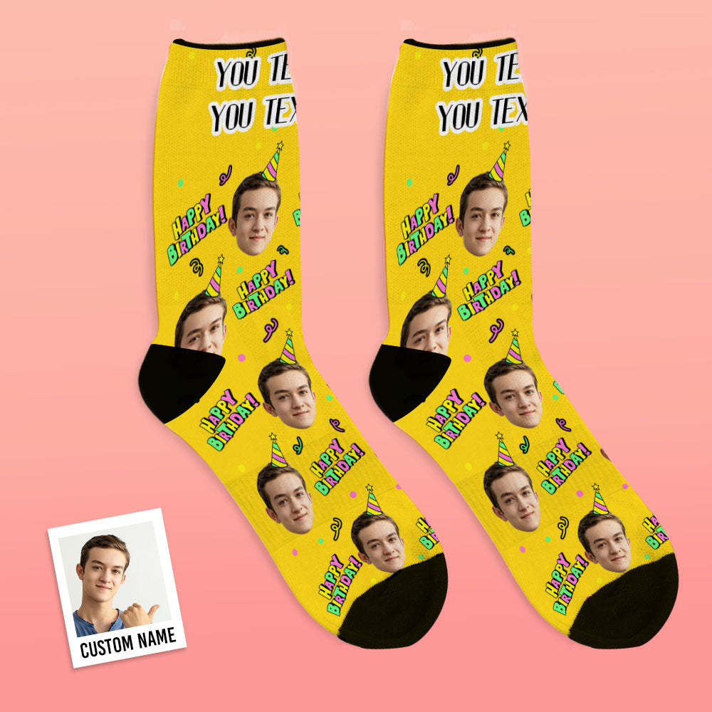 Custom Face Happy Birthday Socks Best Gift For Friends - MyFaceBoxer