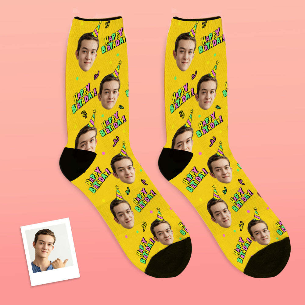 Custom Face Happy Birthday Socks Best Gift For Friends - MyFaceBoxer
