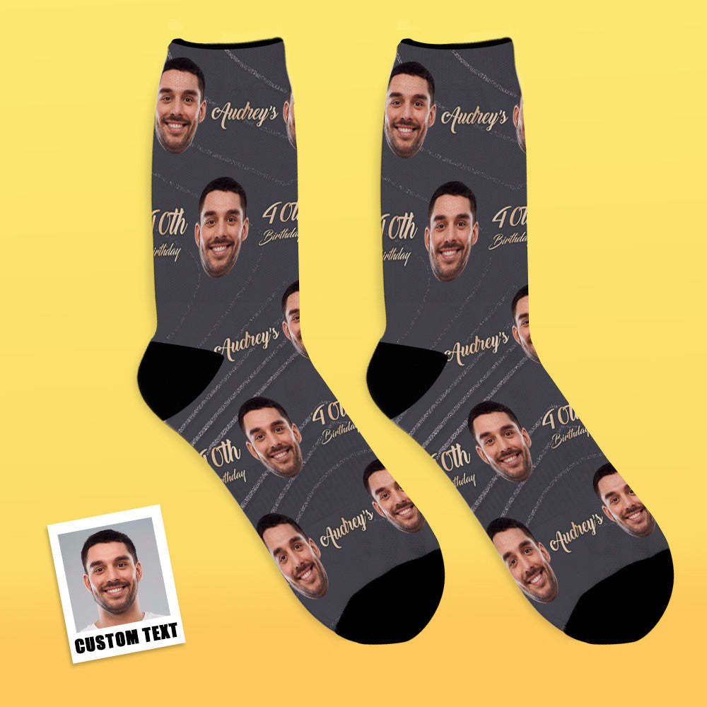 Birthday Gift Photo Crew Socks, Put Name&Age And Face On Crew Socks - MyFaceBoxer