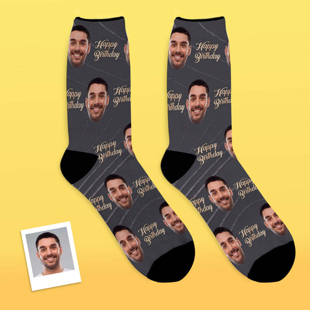 Birthday Gift Photo Crew Socks, Put Name&Age And Face On Crew Socks - MyFaceBoxer