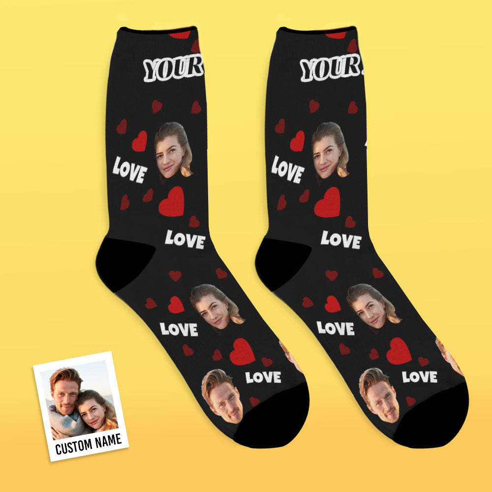 Custom Love And Face On Crew Socks - MyFaceBoxer