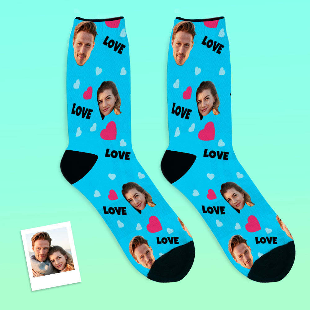 Custom Love And Face On Crew Socks - MyFaceBoxer