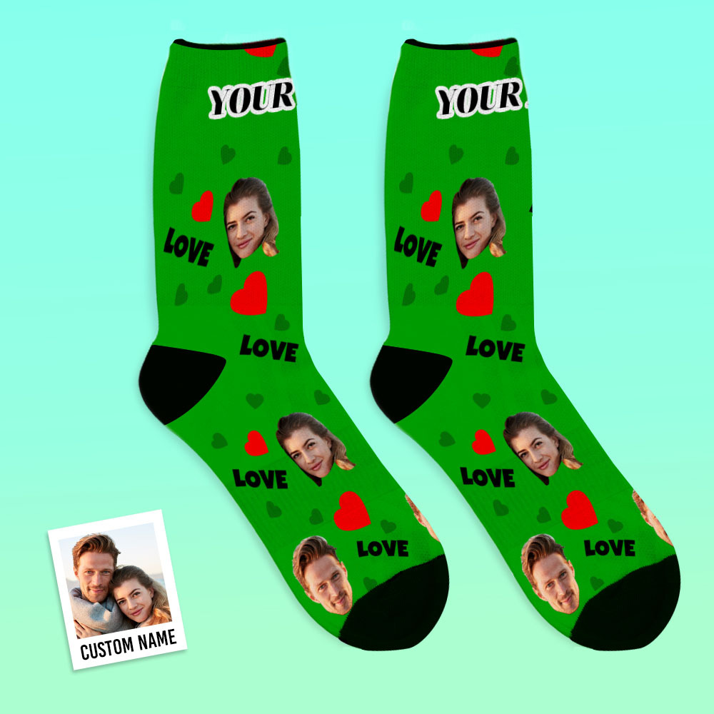 Custom Love And Face On Crew Socks - MyFaceBoxer