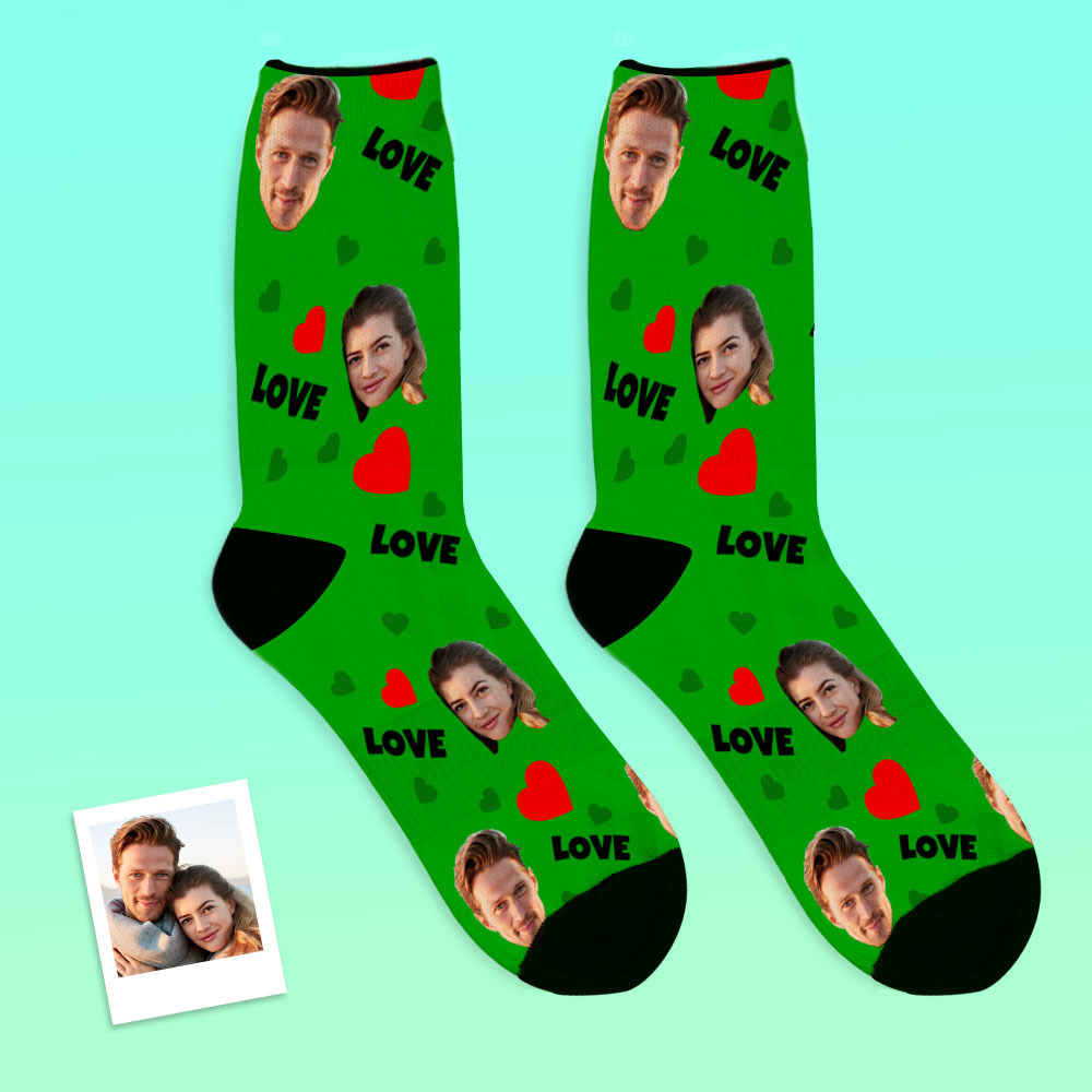 Custom Love And Face On Crew Socks - MyFaceBoxer