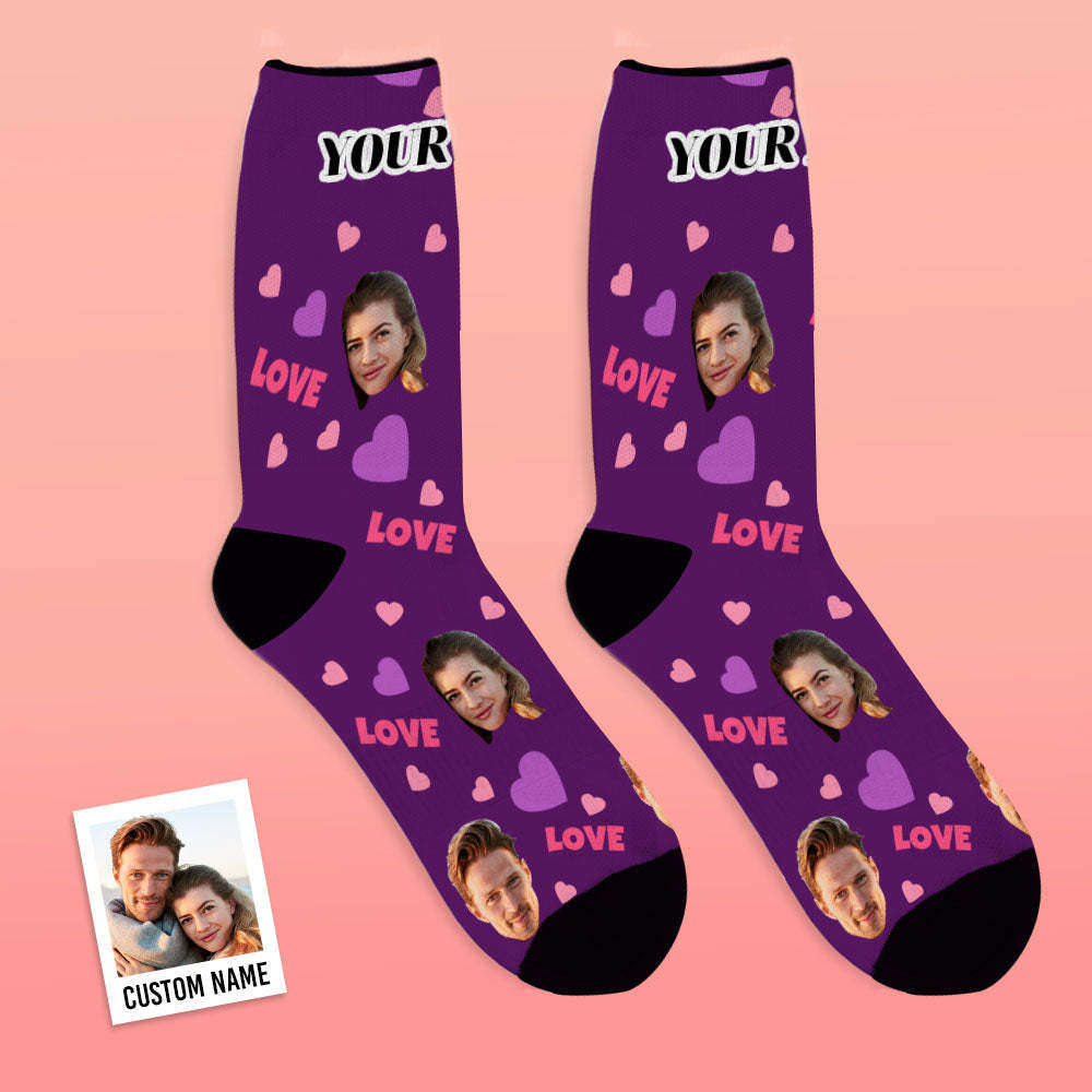 Custom Love And Face On Crew Socks - MyFaceBoxer