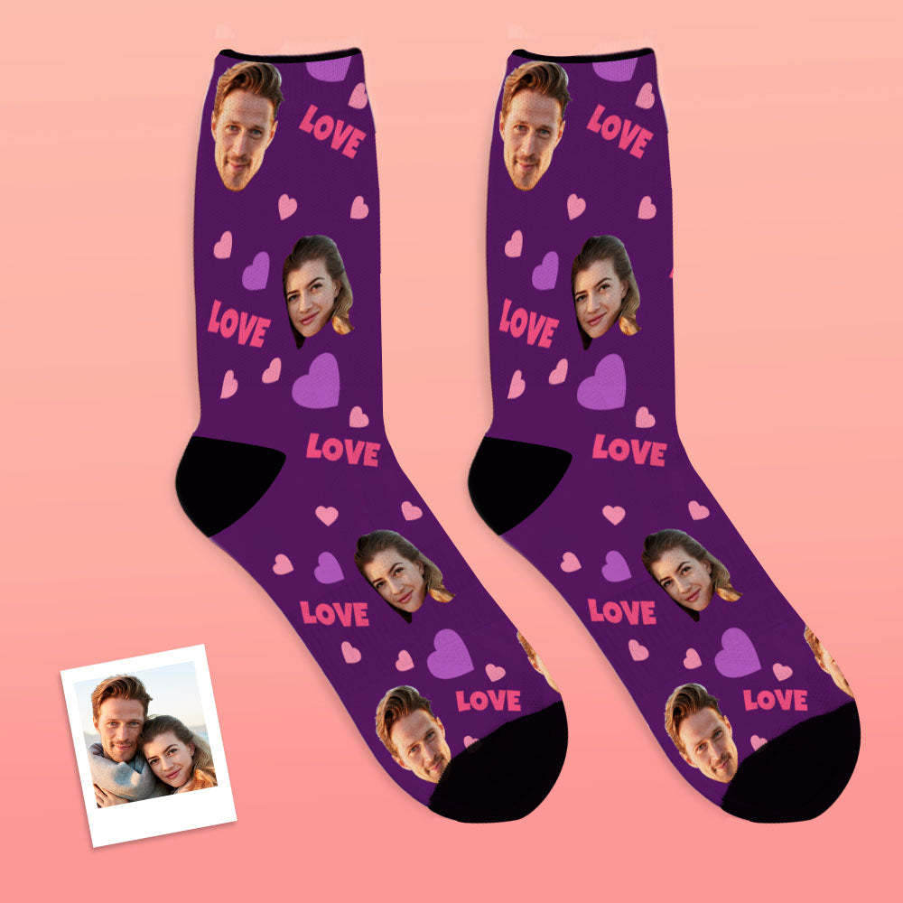 Custom Love And Face On Crew Socks - MyFaceBoxer
