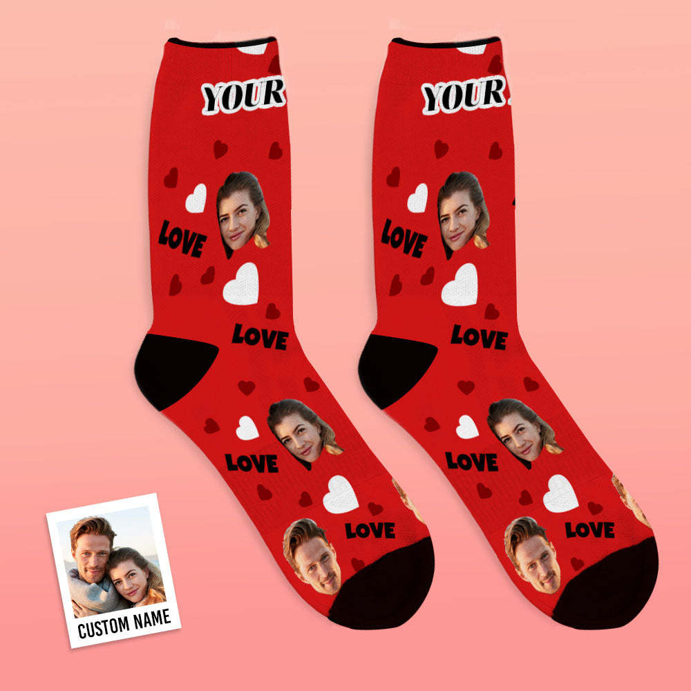 Custom Love And Face On Crew Socks - MyFaceBoxer