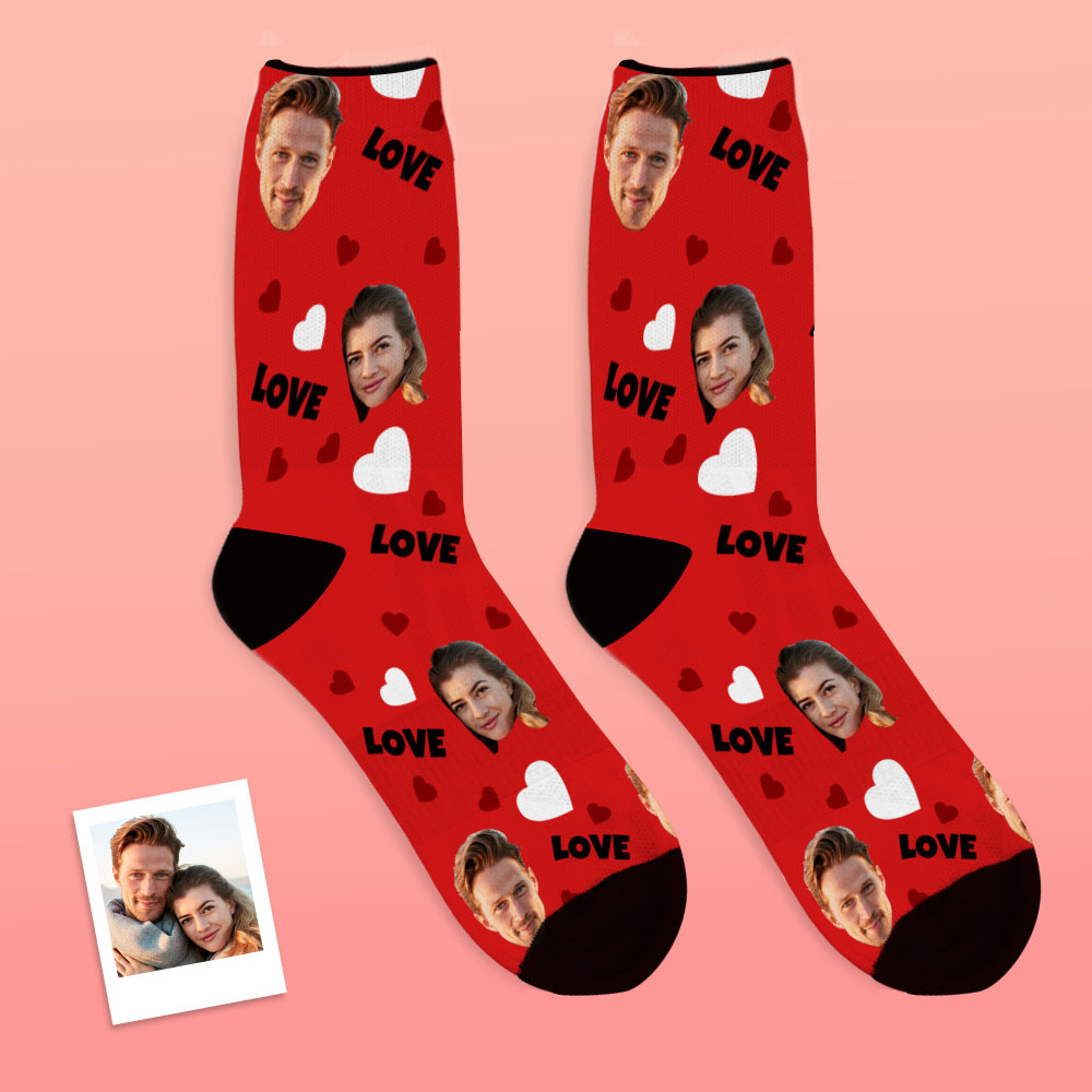 Custom Love And Face On Crew Socks - MyFaceBoxer