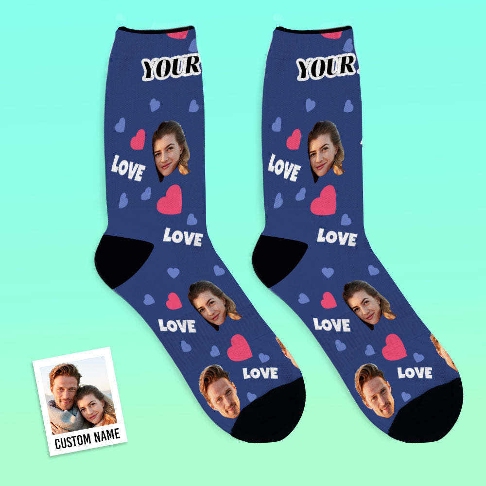 Custom Love And Face On Crew Socks - MyFaceBoxer