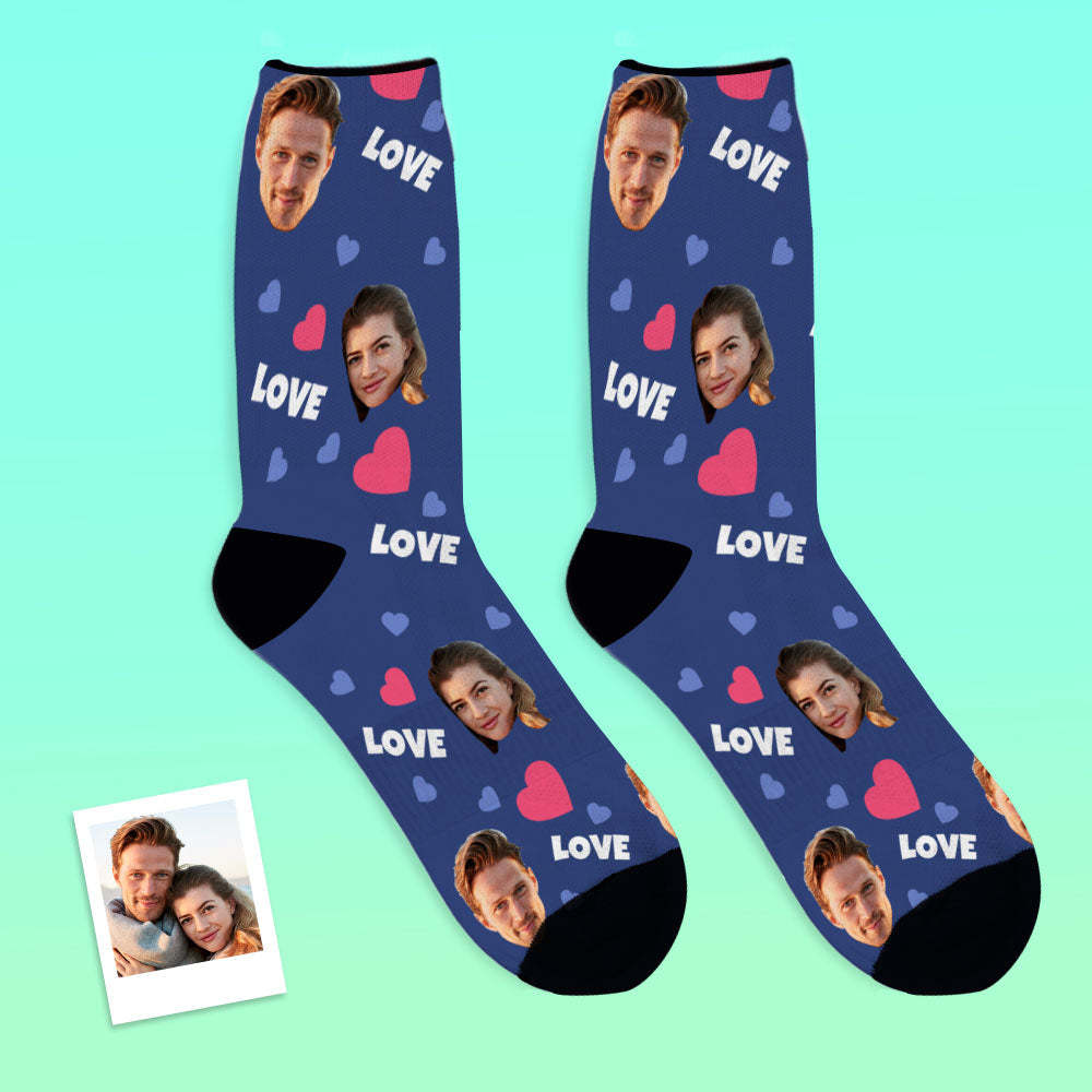 Custom Love And Face On Crew Socks - MyFaceBoxer