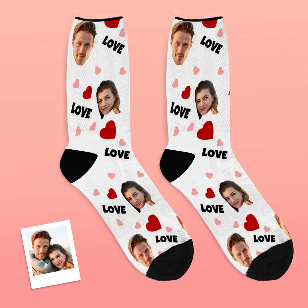 Custom Love And Face On Crew Socks - MyFaceBoxer