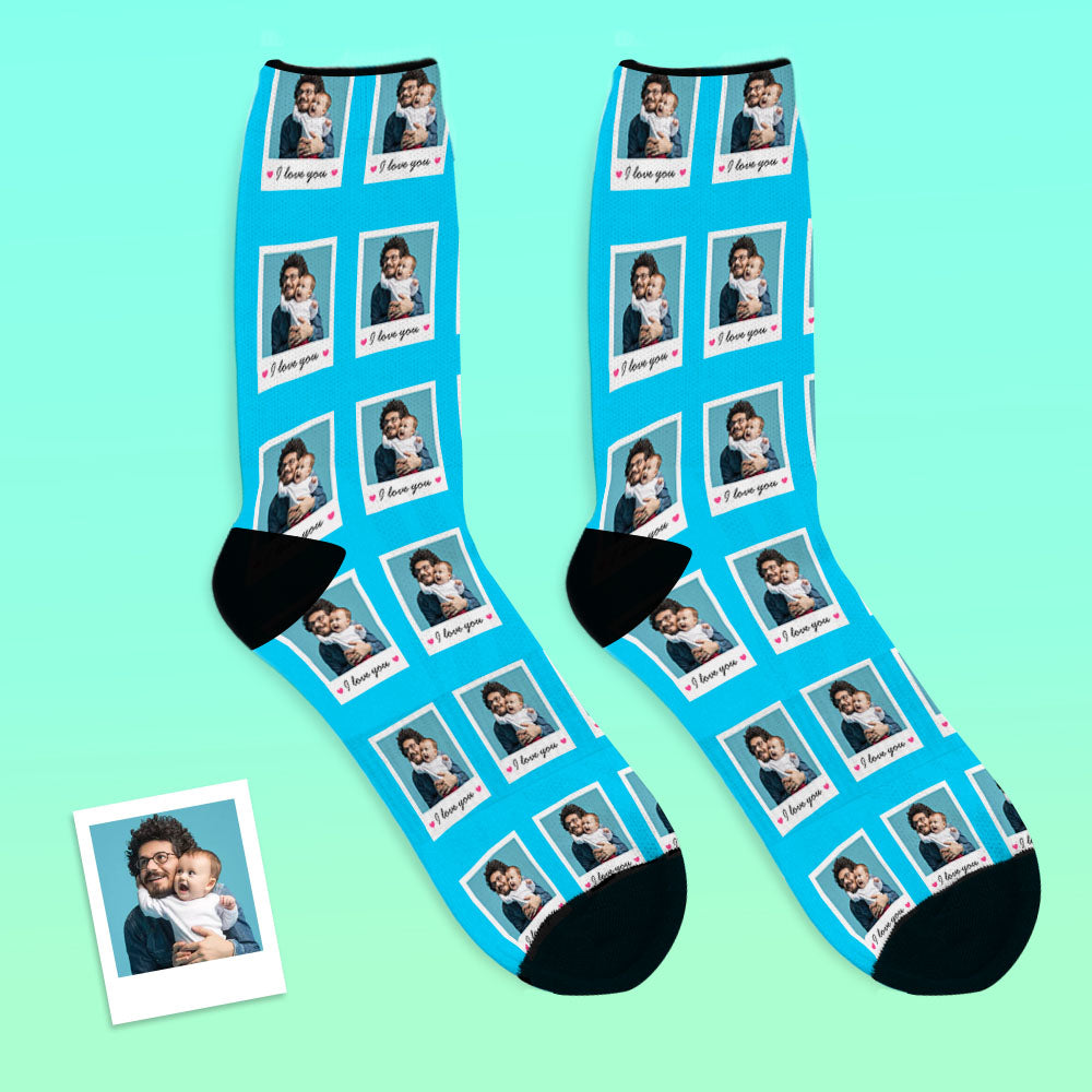 Father's Day Gifts Custom I Love You Polaroid Socks