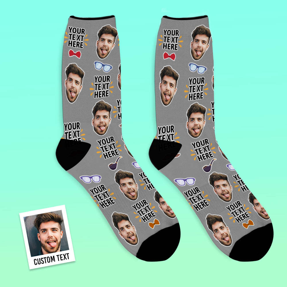 Custom Photo Socks Best Dad Ever With Bow Tie And Eye Elements - MyFaceBoxer