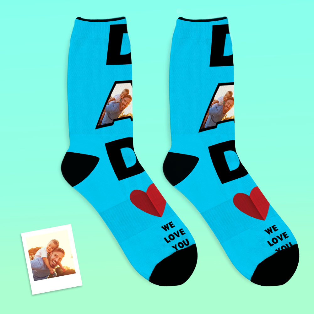 Custom Face Socks Dad We Love You Gifts For Dad - MyFaceBoxer